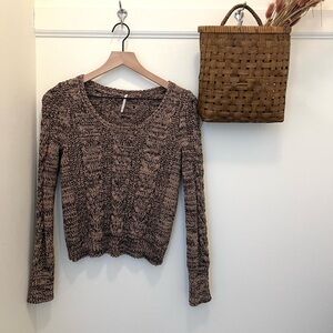 Free People Marled Brown Knit Sweater